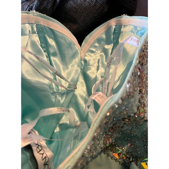 Tony Bowls Formal Gown Evening Dress Mint Teal Strapless Sweetheart Jewel 2 - Picture 7 of 11